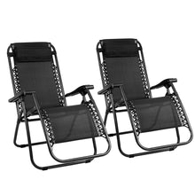 Load image into Gallery viewer, Gardeon 2PC Zero Gravity Chair Folding Outdoor Recliner Adjustable Sun Lounge Camping Black