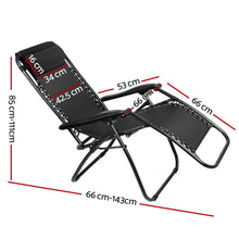 Load image into Gallery viewer, Gardeon 2PC Zero Gravity Chair Folding Outdoor Recliner Adjustable Sun Lounge Camping Black