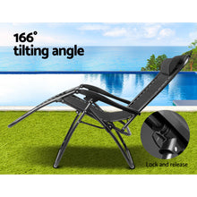 Load image into Gallery viewer, Gardeon 2PC Zero Gravity Chair Folding Outdoor Recliner Adjustable Sun Lounge Camping Black