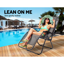 Load image into Gallery viewer, Gardeon 2PC Zero Gravity Chair Folding Outdoor Recliner Adjustable Sun Lounge Camping Grey