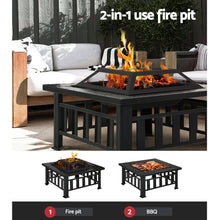 Load image into Gallery viewer, Grillz Fire Pit BBQ Grill 2-In-1 Table