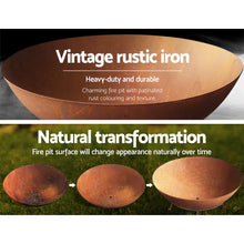 Load image into Gallery viewer, Grillz Fire Pit Charcoal Camping Rustic Burner Garden Outdoor Iron Bowl 70CM