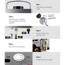 Load image into Gallery viewer, Devanti Portable Gas Water Heater 8L/Min With Pump LPG System Grey