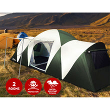 Load image into Gallery viewer, Weisshorn Family Camping Tent 12 Person Hiking Beach Tents (3 Rooms) Green