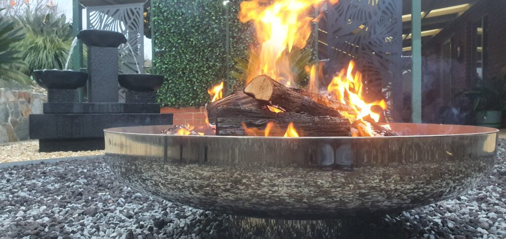 Stainless Steel Fire Pit - The Cauldon - 800mm close up