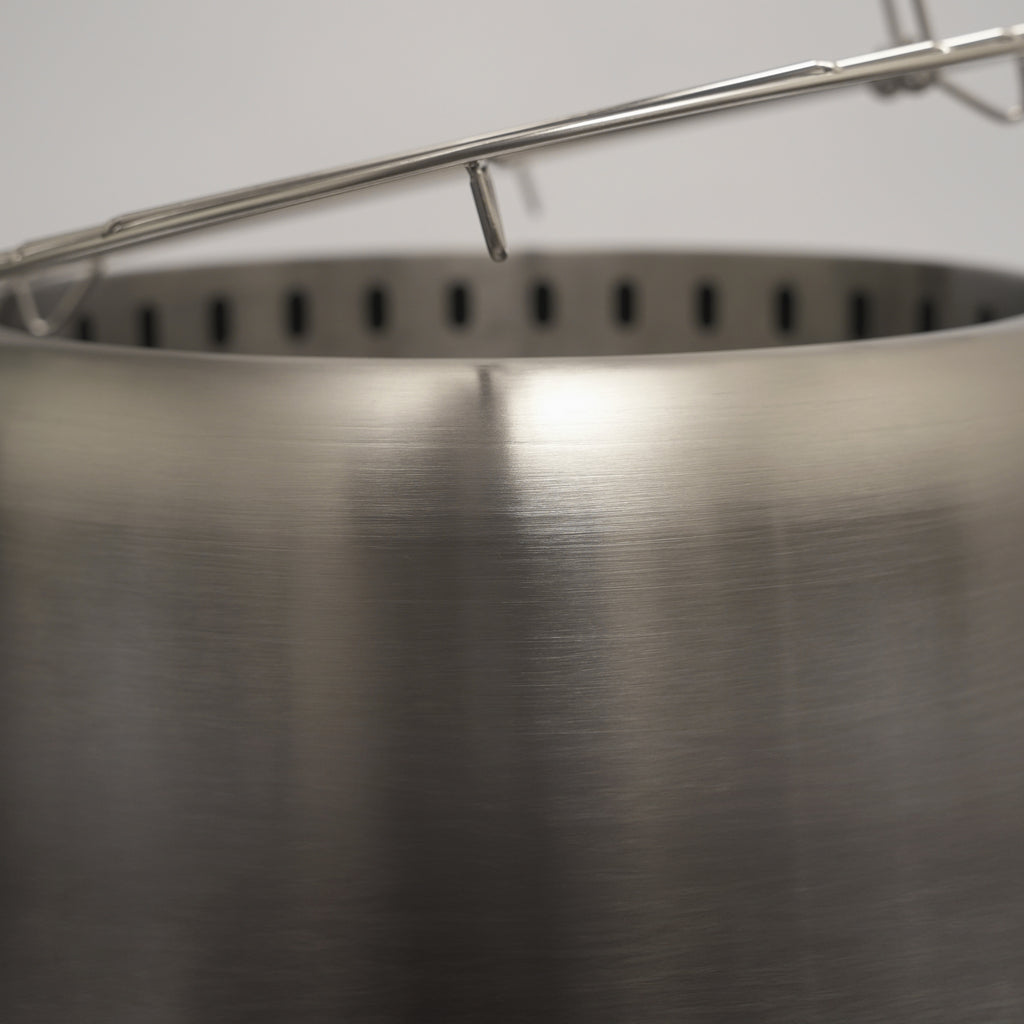 Close up of the Ecoflame and cooking grill