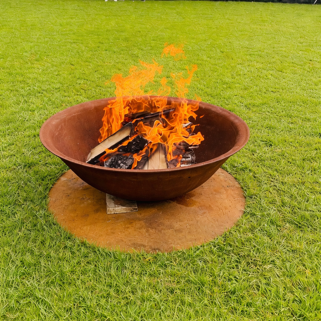 The Basin Cast Iron Fire Pit in use
