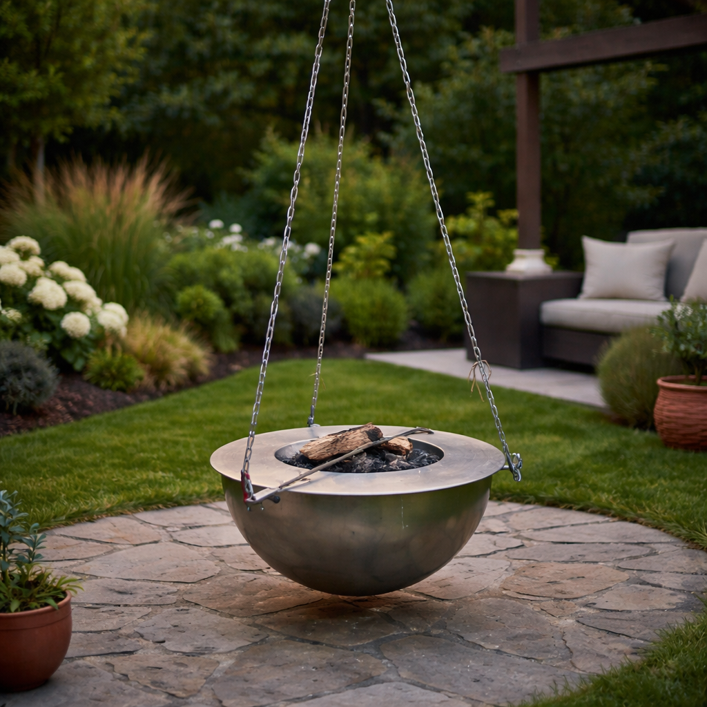 The Tripod Hanging Fire Pit - Stainless Steel