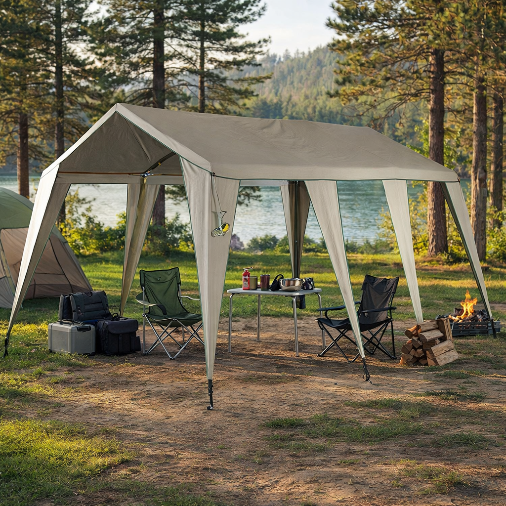 Diamantina King Canvas Gazebo at campsite