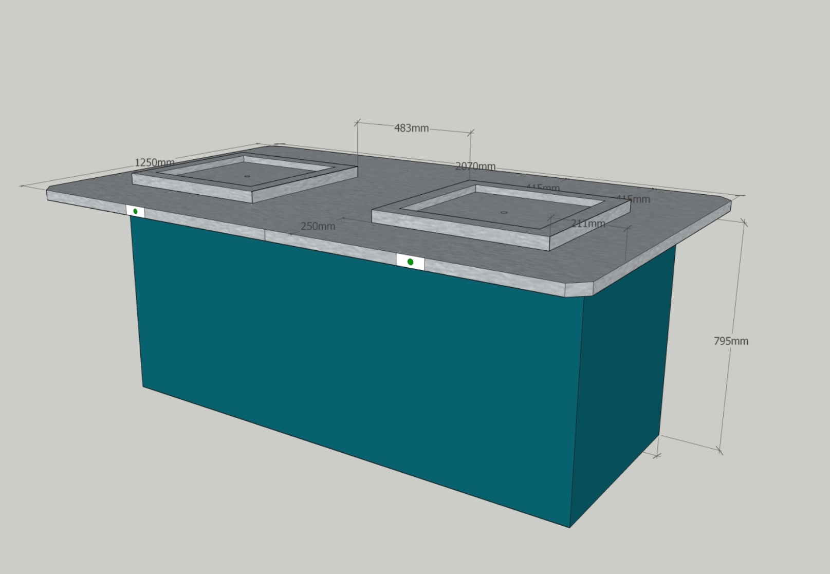 Double accessible BBQ cabinet dimensions