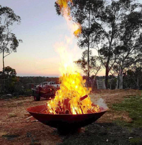 1200mm cast iron fire pit in use