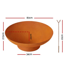 Load image into Gallery viewer, Grillz Fire Pit Iron Bowl 80cm Outdoor Patio Fireplace
