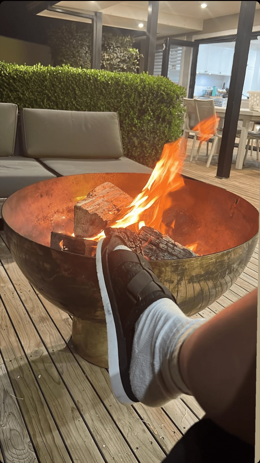 The Goblet Fire Pit – Stainless Steel in use