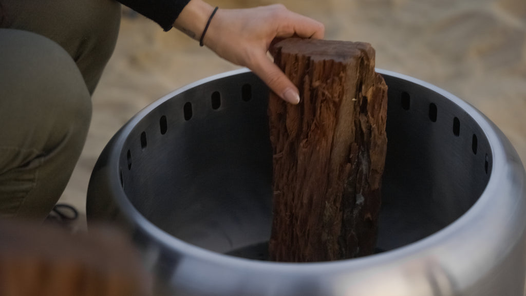 Ecoflame Smokeless fire pit being prepared for use