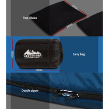 Load image into Gallery viewer, Weisshorn Sleeping Bag Double Pillow Thermal Camping Hiking Tent Blue -10&deg;C
