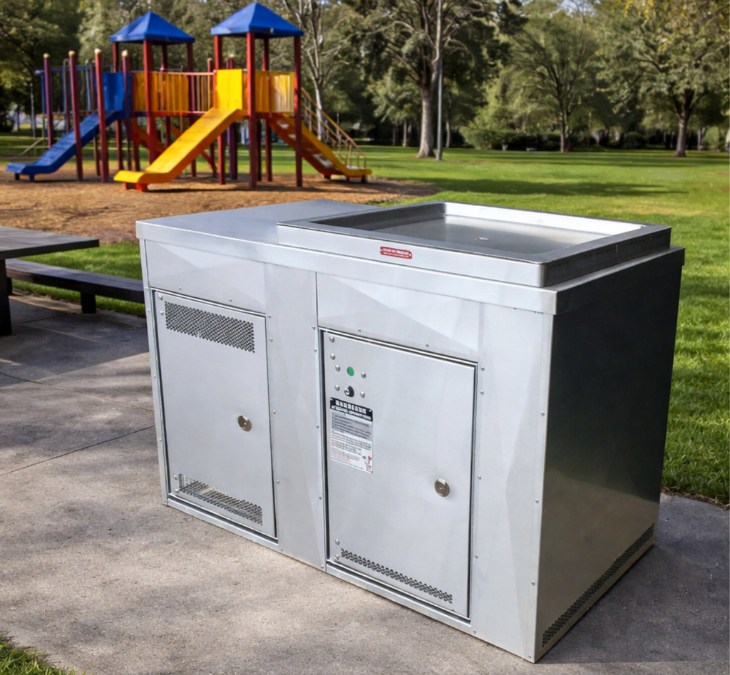 Single BBQ Cabinet in Stainless Steel in park setting