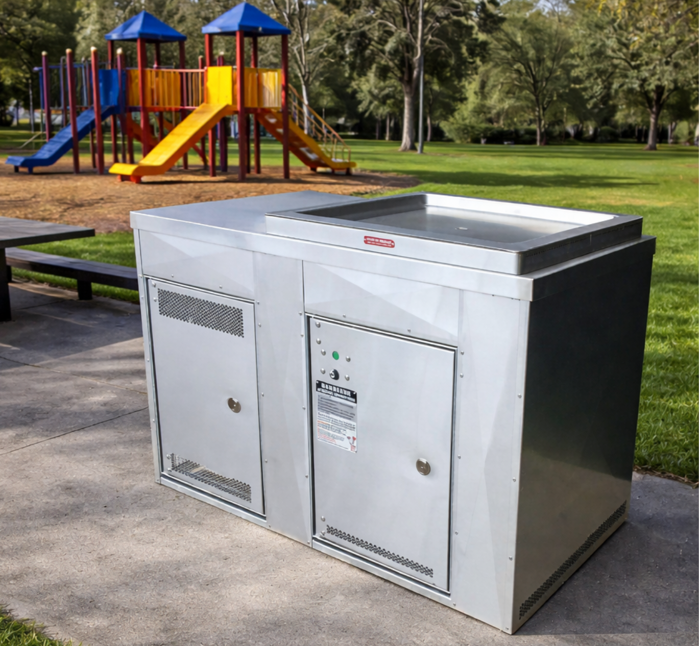 Single BBQ Cabinet in Stainless Steel in park setting