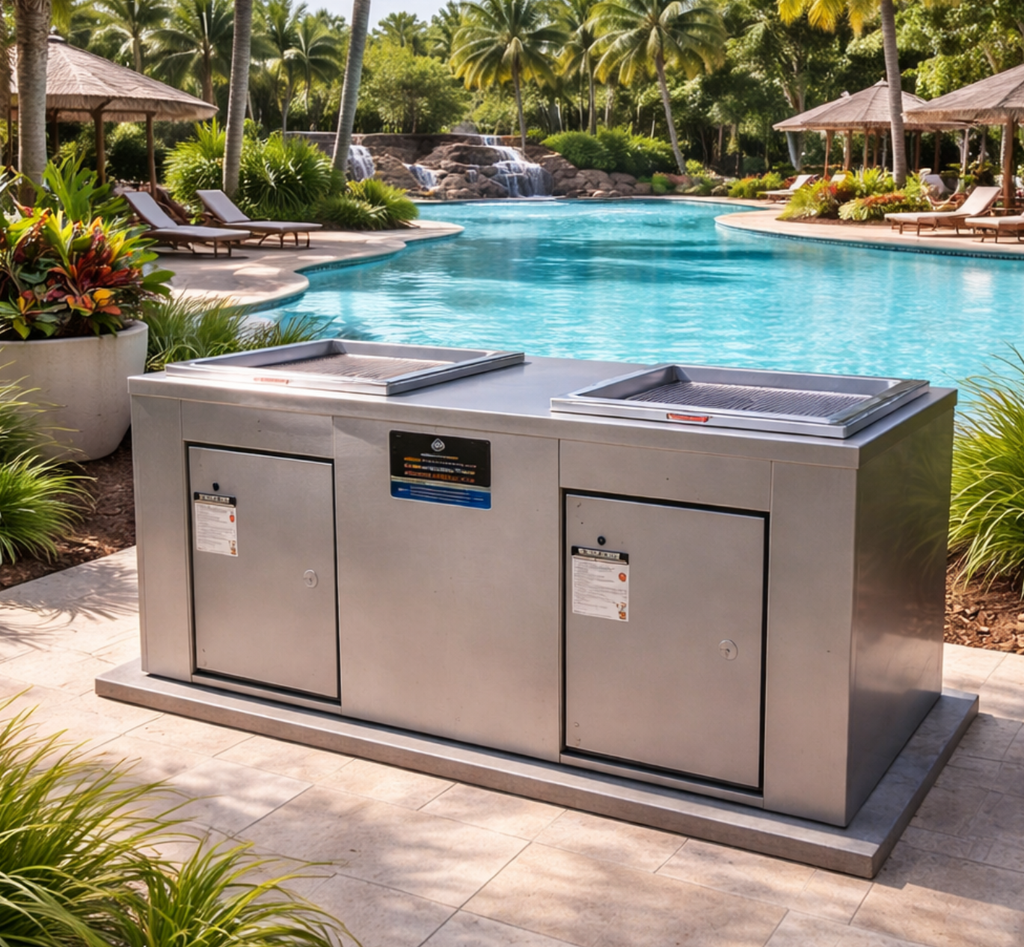 DOUBLE CABINET With stainless steel cladding in hotel resort