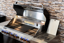 Load image into Gallery viewer, Stainless steel outdoor grill with stone wall background
