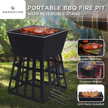 Load image into Gallery viewer, Wallaroo Outdoor Fire Pit for BBQ, Grilling, Cooking, Camping- Portable Brazier with Reversible Stand for Backyard
