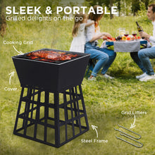 Load image into Gallery viewer, Wallaroo Outdoor Fire Pit for BBQ, Grilling, Cooking, Camping- Portable Brazier with Reversible Stand for Backyard
