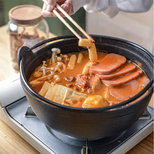 Load image into Gallery viewer, 29cm Cast Iron Sukiyaki Iron Pot Japanese Shabu Shabu Pot Pan Stockpot Wooden Lid Home Camping Picnic
