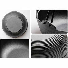 Load image into Gallery viewer, 29cm Cast Iron Sukiyaki Iron Pot Japanese Shabu Shabu Pot Pan Stockpot Wooden Lid Home Camping Picnic
