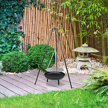 Load image into Gallery viewer, Tripod Garden Fire Pit BBQ Barbecue Cast Iron &amp; Steel Fire Pit Bowl Round
