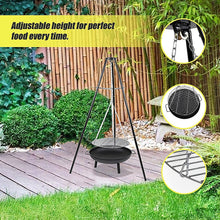 Load image into Gallery viewer, Tripod Garden Fire Pit BBQ Barbecue Cast Iron &amp; Steel Fire Pit Bowl Round
