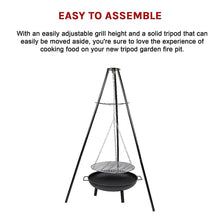 Load image into Gallery viewer, Tripod Garden Fire Pit BBQ Barbecue Cast Iron &amp; Steel Fire Pit Bowl Round
