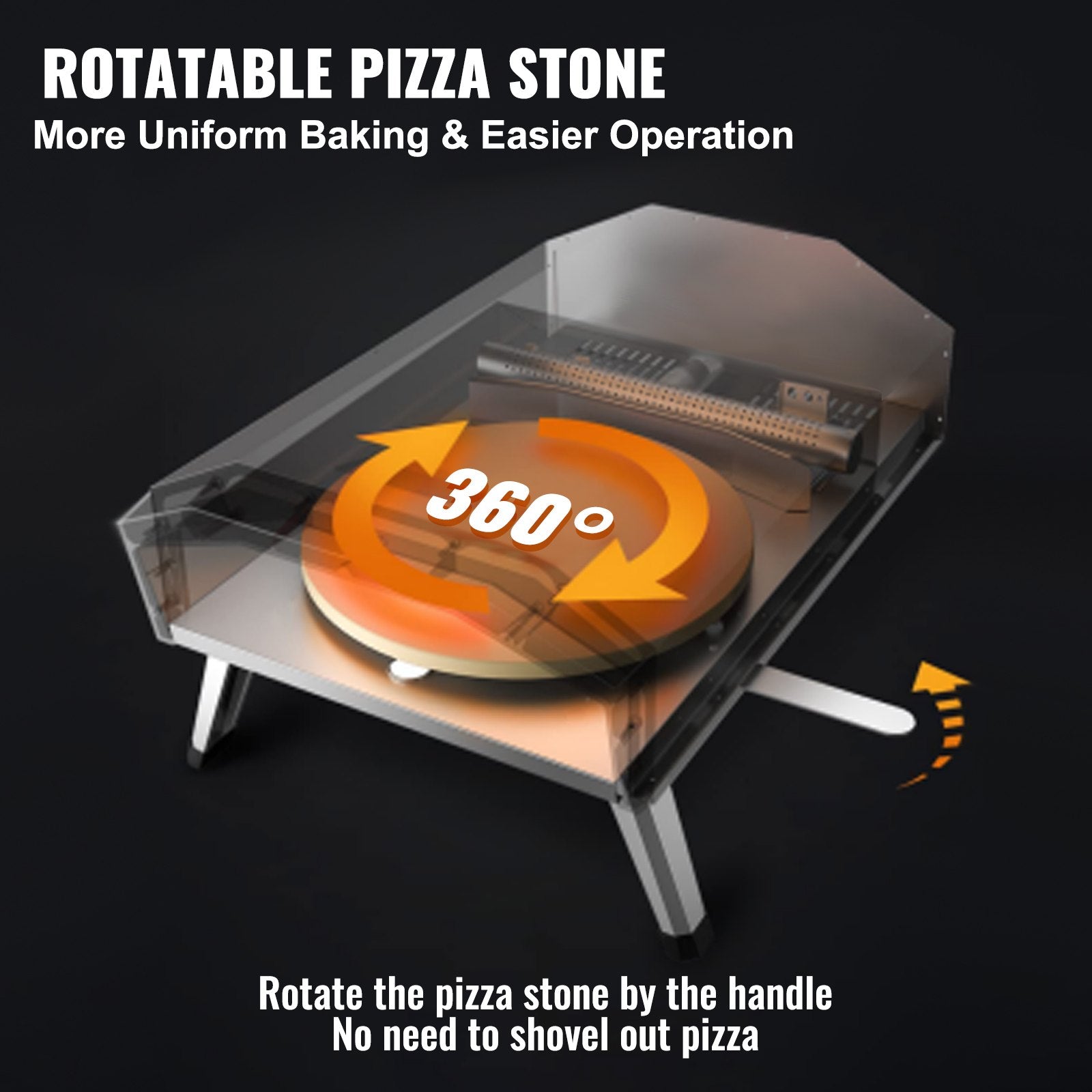 VEVOR Outdoor Pizza Oven, 406.4 mm, Gas Fired Pizza Maker, Portable Outside Stainless Steel Pizza Grill with 360 Rotatable Pizza Stone, Waterproof Cover, Peel, IR Thermometer, Gas Burner, CSA Listed