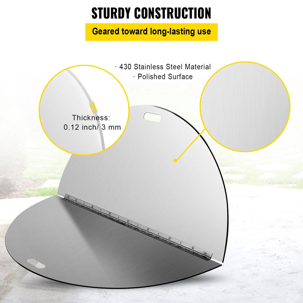 VEVOR Fire Pit Lid Round 40 Inch Foldable Fire Pit Ring Snuff Cover 430 Stainless Steel Fire Pit Spark Screen Cover 3mm Thickness