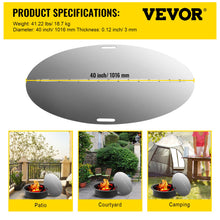 Load image into Gallery viewer, VEVOR Fire Pit Lid Round 40 Inch Foldable Fire Pit Ring Snuff Cover 430 Stainless Steel Fire Pit Spark Screen Cover 3mm Thickness
