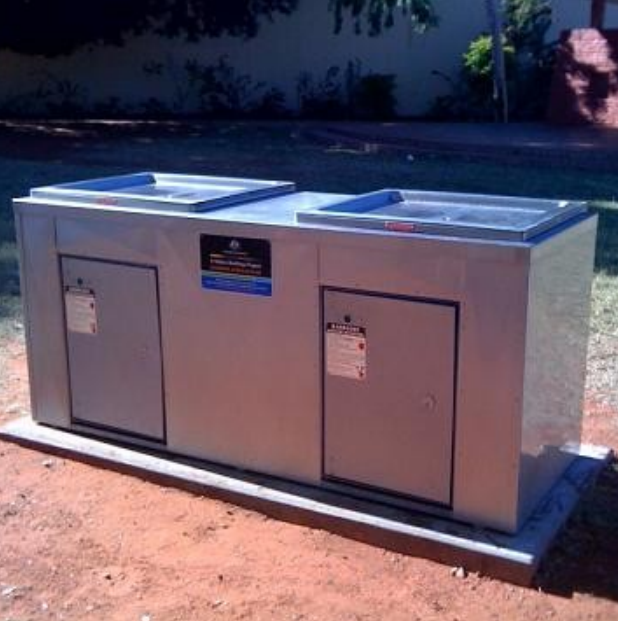 DOUBLE BBQ CABINET with stainless steel cladding