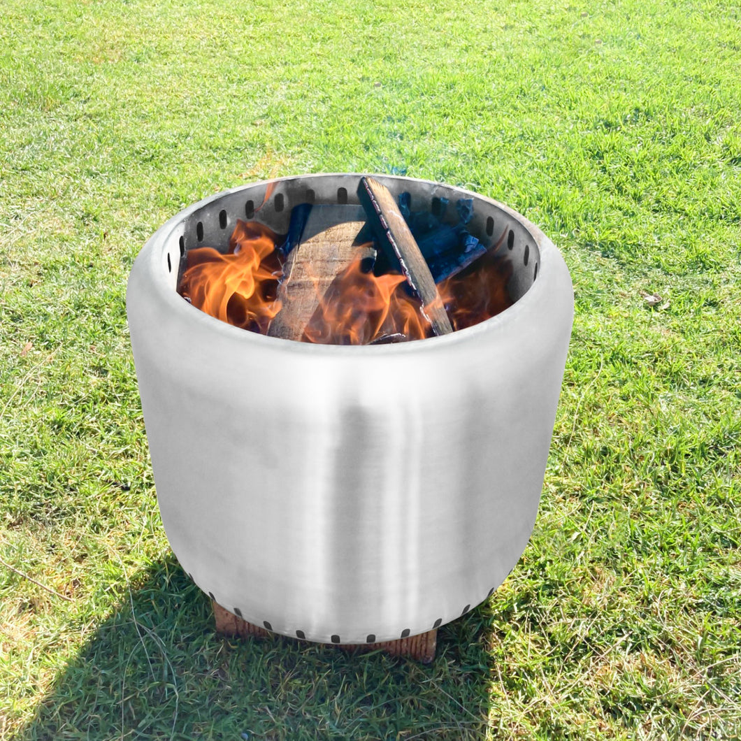 Smokeless fire pit in use in the backyard