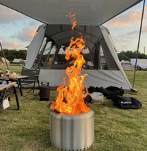 Load image into Gallery viewer, Smokeless fire pit in use on the camp site
