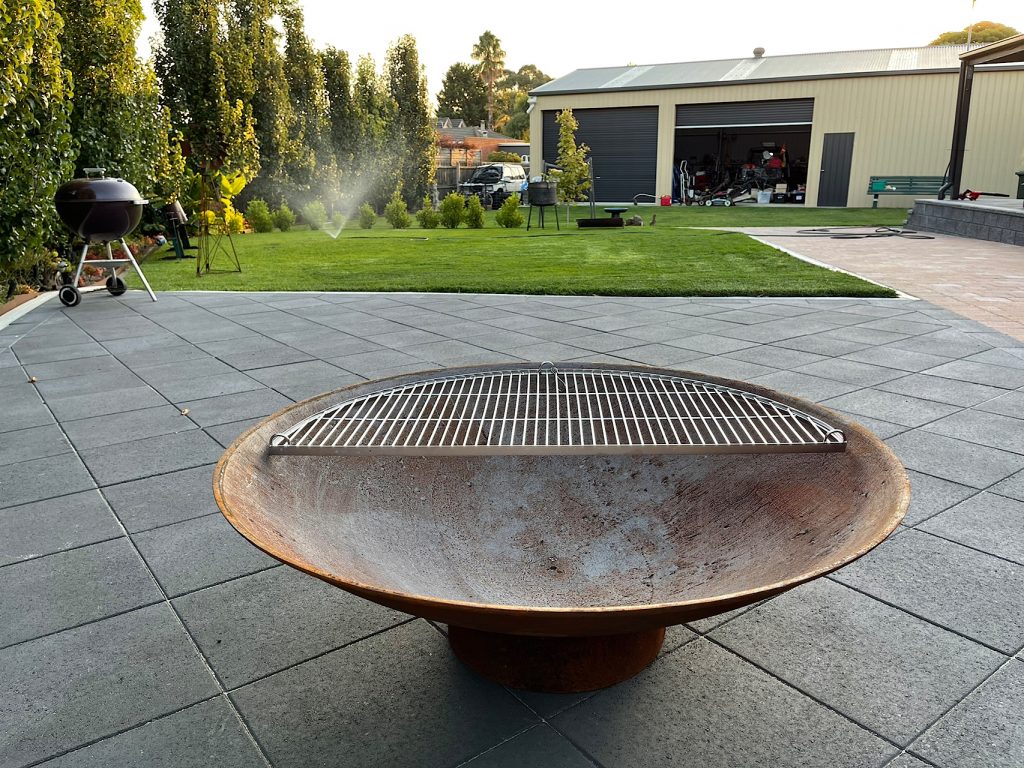 Stainless Steel Half Grill on a fire pit