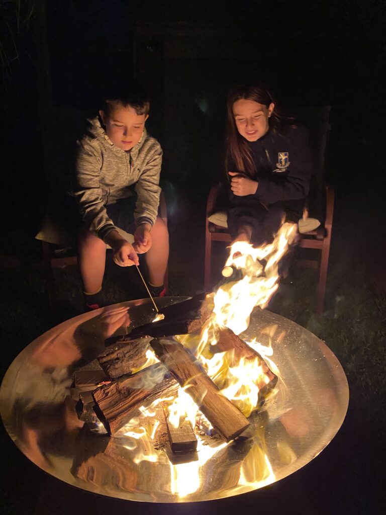 Stainless Steel Fire Pit - The Cauldon - 800mm in use