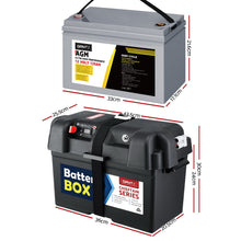 Load image into Gallery viewer, Giantz 120Ah Deep Cycle Battery &amp; Battery Box 12V AGM Marine Sealed Power Solar
