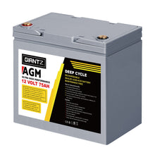 Load image into Gallery viewer, Giantz 75Ah Deep Cycle Battery &amp; Battery Box 12V AGM Marine Sealed Power Solar Caravan 4WD Camping
