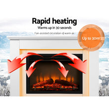 Load image into Gallery viewer, Devanti 2000W Electric Fireplace Mantle Portable Fire Log Wood Heater 3D Flame Effect White
