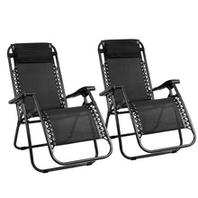 Load image into Gallery viewer, Gardeon Set of 2 Zero Gravity Chairs Reclining Outdoor Furniture Sun Lounge Folding Camping Lounger Black
