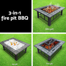 Load image into Gallery viewer, Fire Pit BBQ Grill Stove Table Ice Pits Patio Fireplace Heater 3 IN 1
