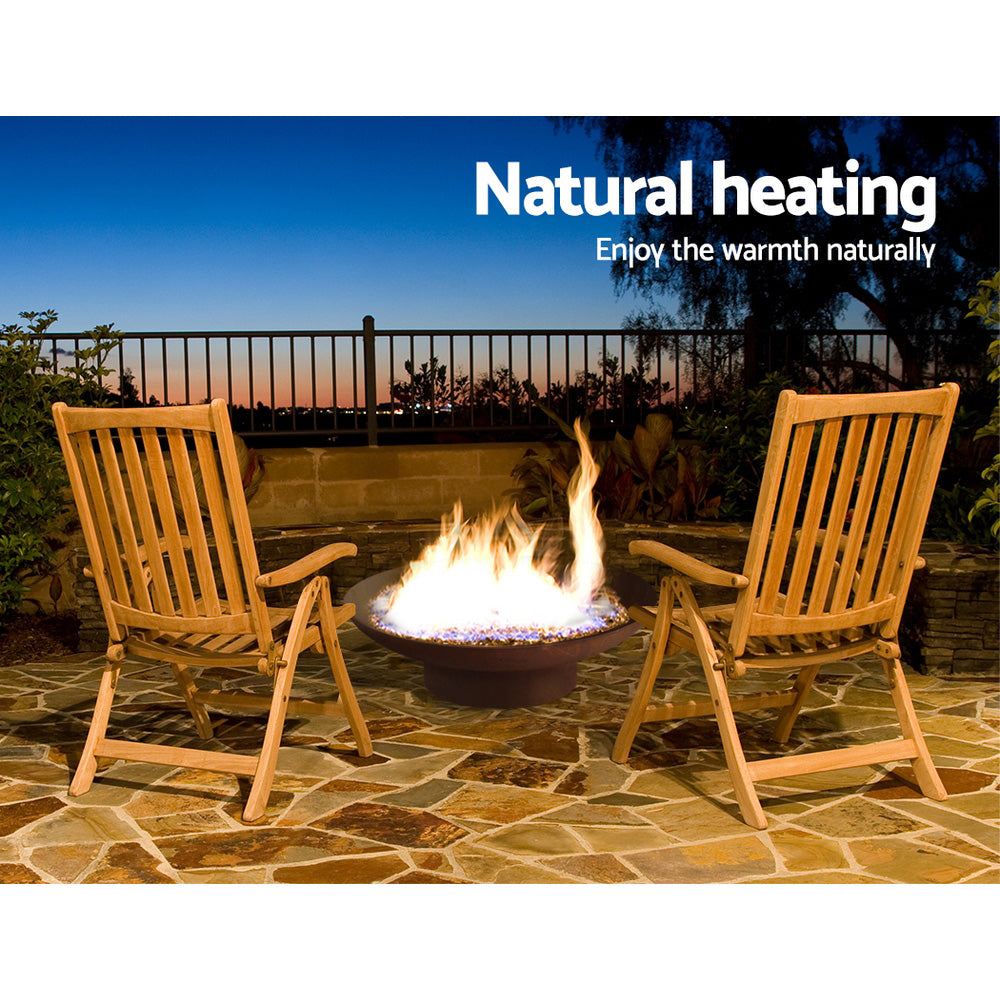 Grillz Rustic Fire Pit Vintage Campfire Wood Burner Rust Outdoor Iron Bowl 70CM