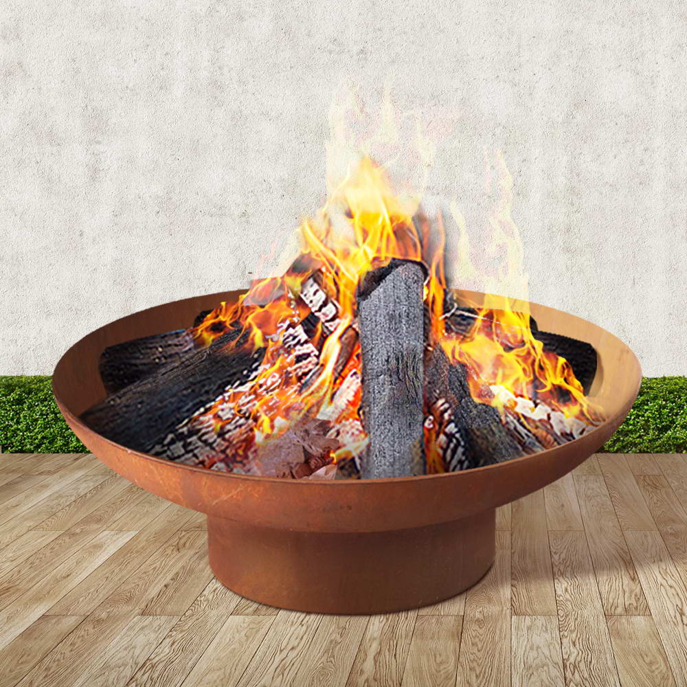 Grillz Rustic Fire Pit Vintage Campfire Wood Burner Rust Outdoor Iron Bowl 70CM