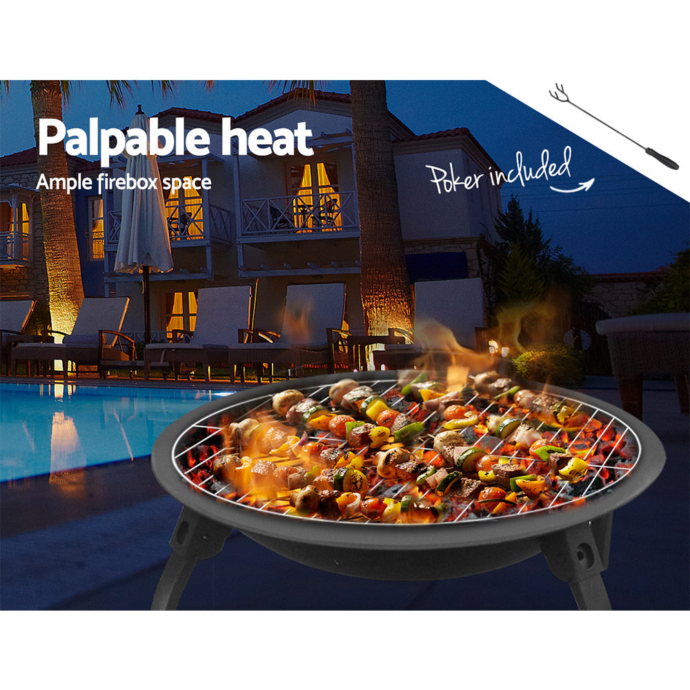 Grillz 22 Inch Portable Foldable Outdoor Fire Pit Fireplace