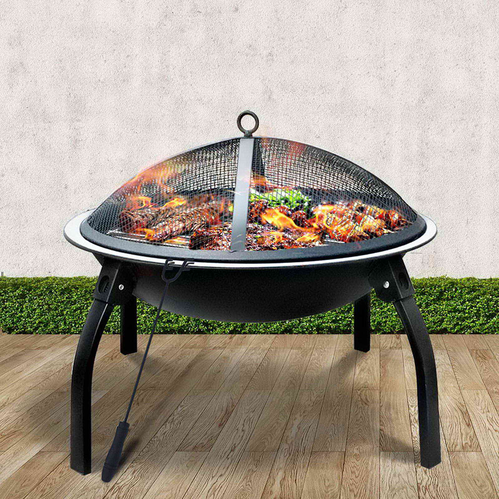 Grillz 22 Inch Portable Foldable Outdoor Fire Pit Fireplace