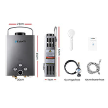 Load image into Gallery viewer, Devanti Portable Gas Water Heater 8LPM Outdoor Camping Shower Grey
