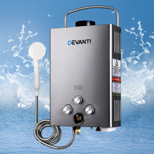Load image into Gallery viewer, Devanti Portable Gas Water Heater 8LPM Outdoor Camping Shower Grey
