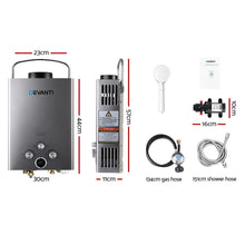 Load image into Gallery viewer, Devanti Outdoor Gas Hot Water Heater Portable Camping Shower 12V Pump Grey
